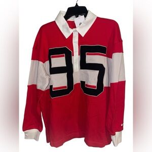 Nike Sportswear Women's Small Long-Sleeve Graphic Polo Top (University) NWT